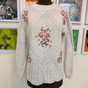 🌸 Vintage 90s Cottage Floral Knit Sweater